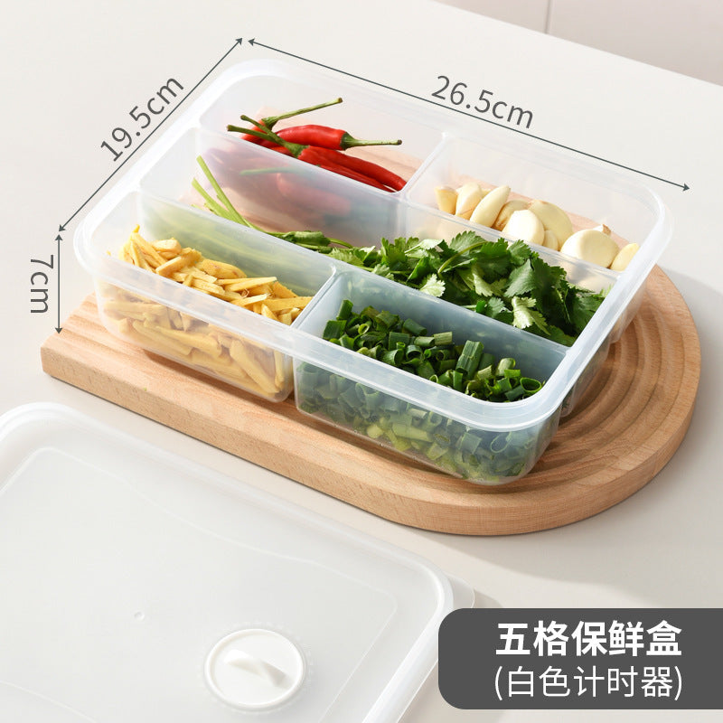 Food-grade divided crisper box, food preparation, vegetables, frozen, lidded packaging box, for home refrigerator special storage box