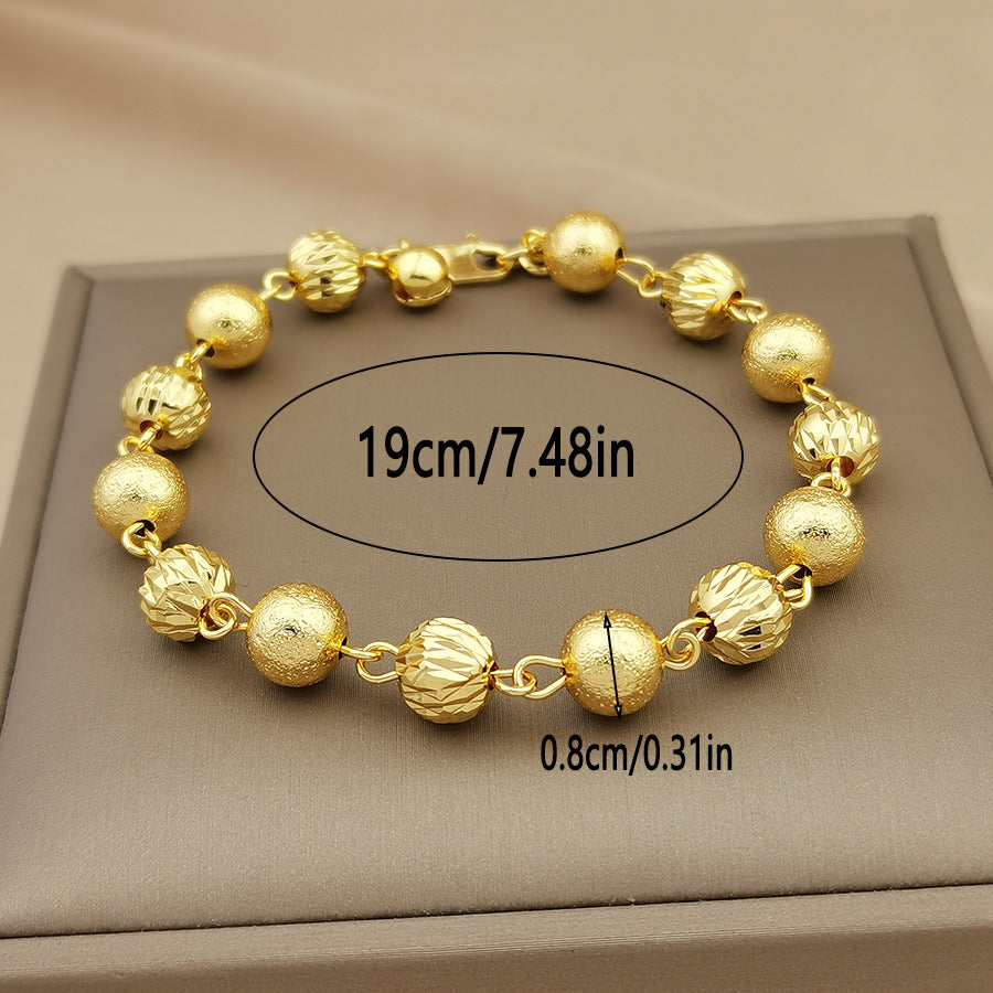 Bohemian beaded women's fashion bracelet, 24k gold plated with cubic zirconia, elegant style