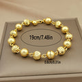 Bohemian beaded women's fashion bracelet, 24k gold plated with cubic zirconia, elegant style