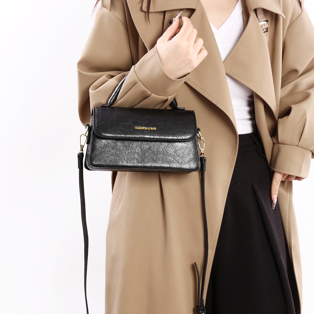 Exportretro small bag 2024new arrivaltrendyfashioneasiest for match shoulder crossbody bag texture women's satchel small square bag