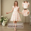 New girls' floral print dress - princess style, ruched waist, slim fit, fashionable kids' dress, beach dress