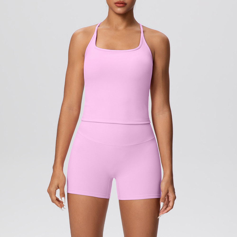 New cloud-feel quick-dry high-waisted butt-lifting shorts activewear set - perfect for yoga, outdoor training, running, and fitness
