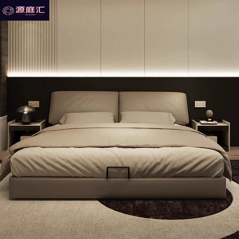 Italian normcore elephant ear bed casual creative large bed master bedroom double bed double storage wedding bed genuine leather bed