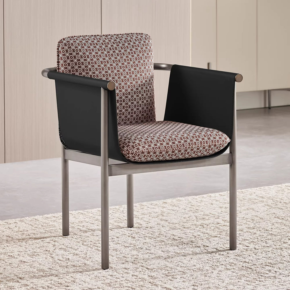 Italian normcore fabric dining chair designer house restaurant saddle leather single chair for home tea room armrest desk chair