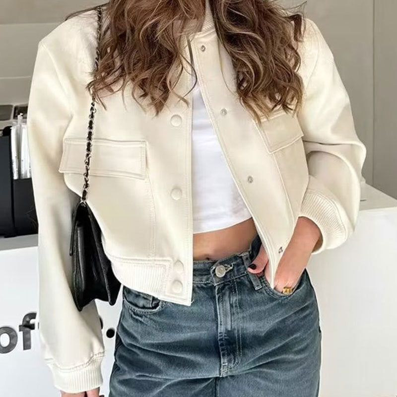 cross-border e-commerce women's fashion: european and american summer new arrivals - elegant commute round neck short single-breasted jacket