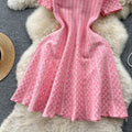 Knitted dress  new women's summer korean style elegant v-neck slim fit short a-line maxi skirt trendy women's fashion