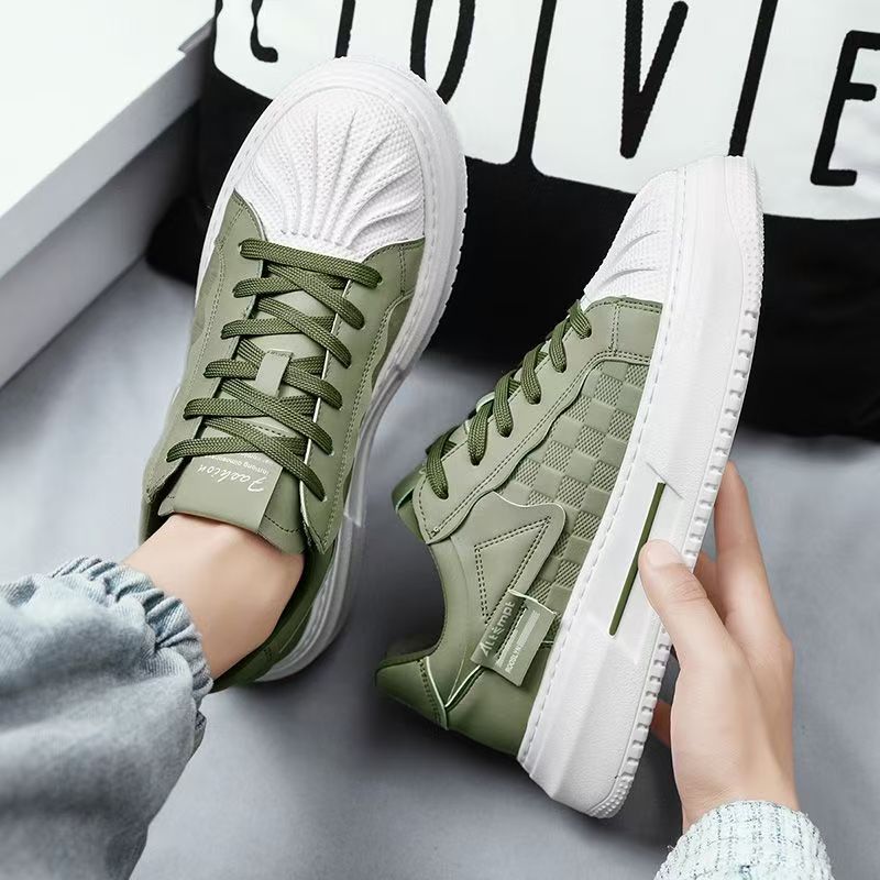 Shell toe white shoes men's hidden heel spring new arrivalstylishfashion sports casual trendy shoes easiest for matchthick sole sneakers
