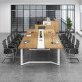 Conference table - modern minimalist office furniture for staff training, meetings, and reception - long table and chair set
