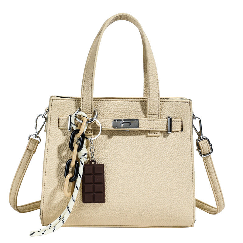 Cross-border niche soft leather portable Kelly bag women's bag 2025 new simple shoulder bag lychee pattern commuter messenger bag