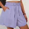 Amazon shorts women's  summer new european style high waist tie-waist versatile loose wide leg pants comfortable casual