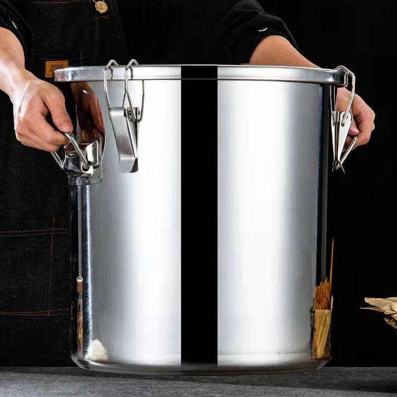 Stainless steel barrel, hotel stainless steel sealed rice barrel Large capacity storage barrel Grain barrel Brewing barrel, sealed barrel