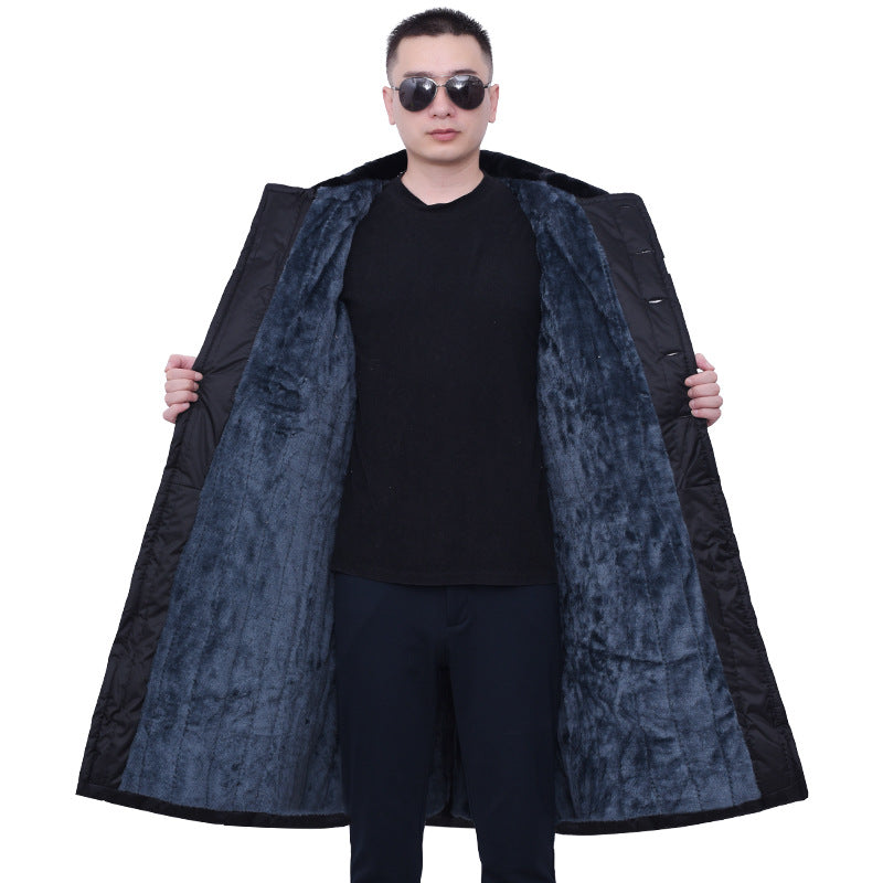 Work cold storage cold clothing Northeast cotton-padded jacket yellow-green coat long winter thickened new military coat men's cotton-padded coat