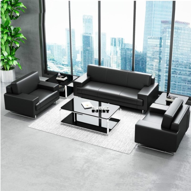 4s office sofa - minimalist modern small reception area seating - three-seater genuine leather business negotiation office