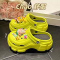 New arrival crocs women's summer popular thick sole toe cap stepping on shit feeling outwearnon-slip high heel thick sole slippers wholesale