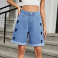 European and american clothing cross-border trade independent station  new arrival ripped and curled half length denim shorts casual pants trendy