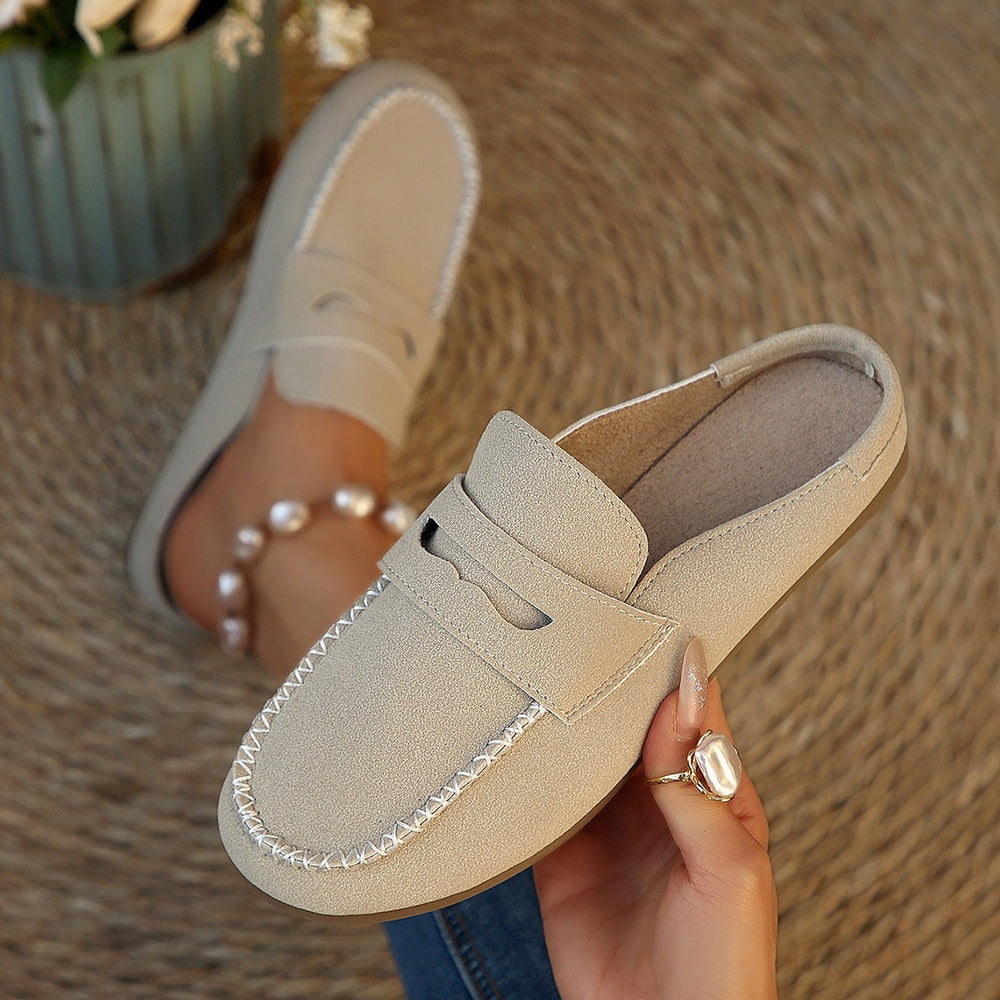 Exportplus size spring bean shoes flats slippers one-leg exportplus size lazy half slippers wholesale