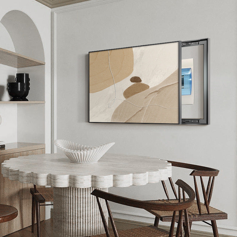 Cream wind meter box decorative painting Morandi mural minimalist abstract art high sense blocking distribution box hanging painting