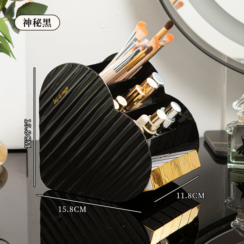 Love pen holder storage box, multi-functional makeup brush, lipstick, eyebrow pencil, grid rack, cosmetic storage cylinder, desktop.