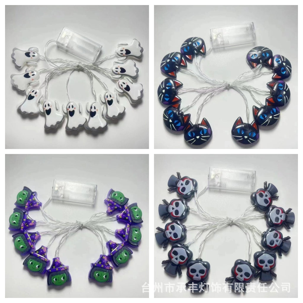 2024 Cross-border New Halloween Light String  Eyeball Skull Pumpkin Light Scene Arrangement Decoration Ambient Light