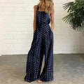 summer cross-border  new european and american fashion digital print loose sleeveless overalls jumpsuit for women