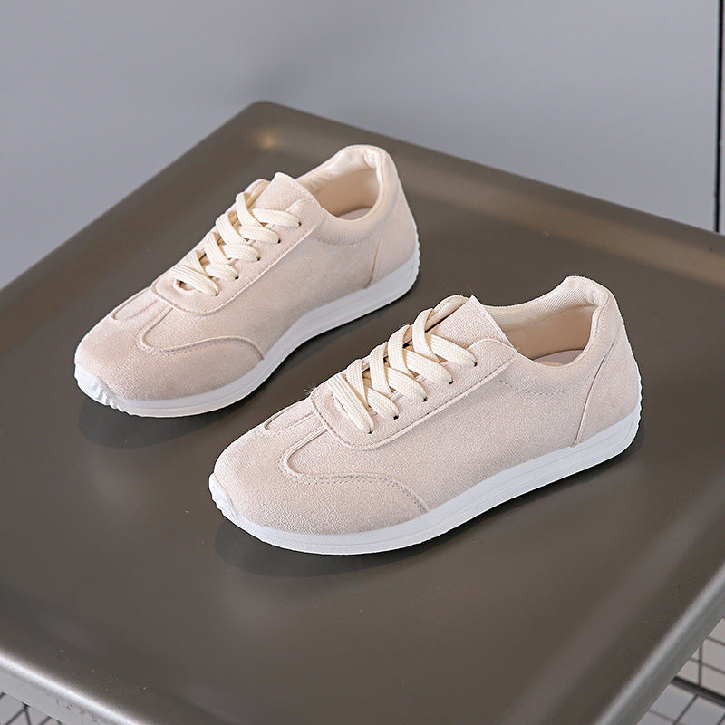Women's lightweight running shoes - casual, shock-absorbing, flat, plus size, suede, versatile, student style, "eggshell" sneakers for export