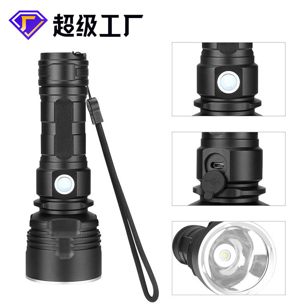 Factory direct sales  hot-selling P50 P70 strong light flashlight USB charging