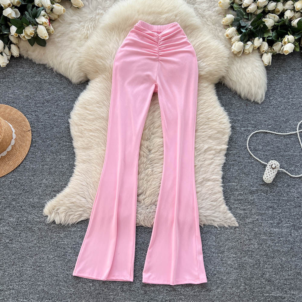 K-stylehigh waist pleated casual pants straight-leg pants for women springnew arrivalwork clothing silmslimming look to show leg lengtheasiest for matchpants
