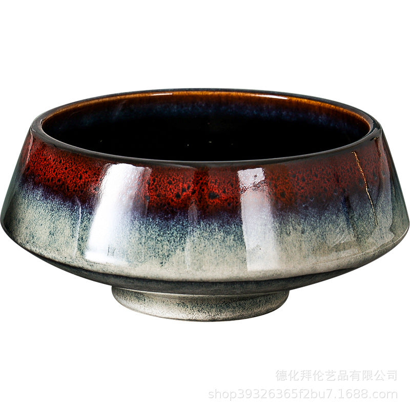 Japanese style creative tableware kiln-turned bowl, household salad bowl, dessert bowl, tall conical bowl for serving dishes