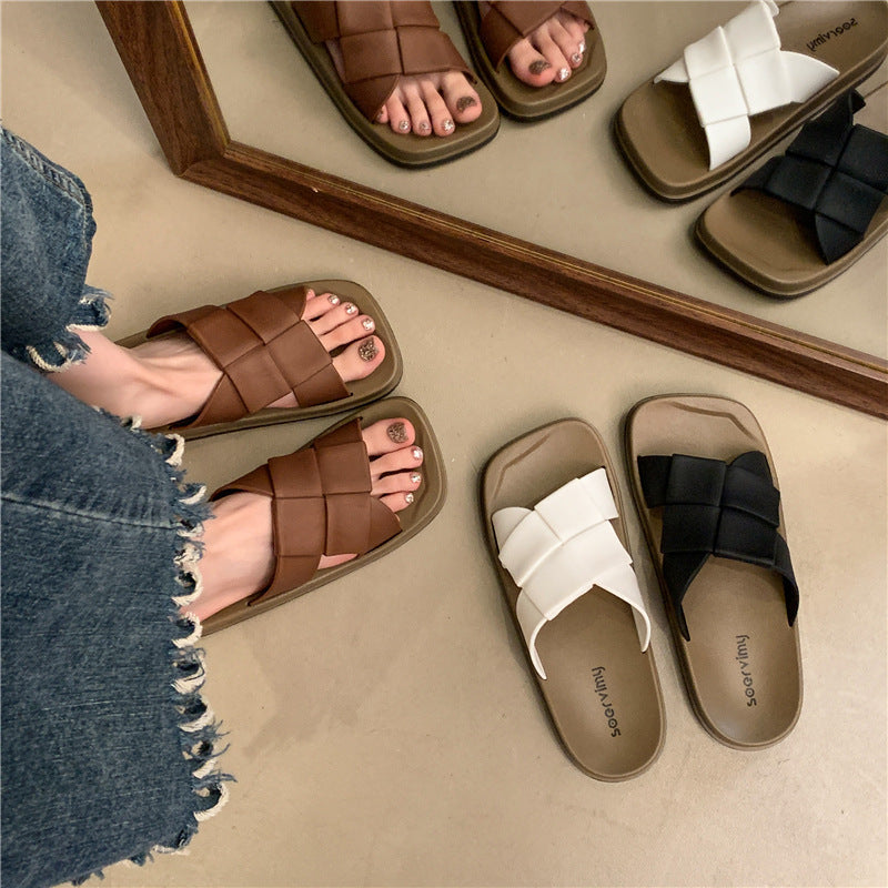 Women's versatile french-style square-toe slides - "cloud-like" comfort, breathable & non-slip beach sandals - new summer 2025 collection