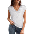 European and american cross-border summer new women's clothing  sexy v-neck sequin beaded shiny party vest t-shirt