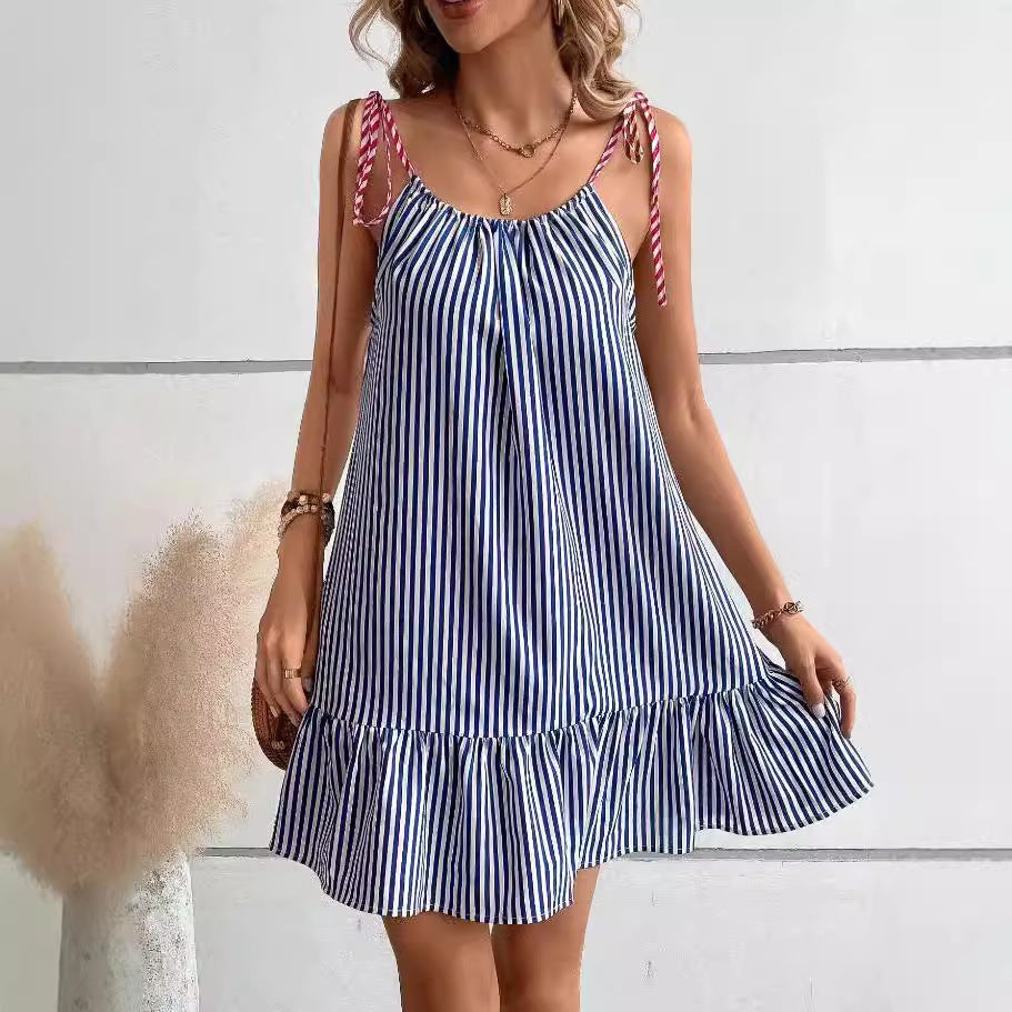 European and american cross-border e-commerce   new striped sexy summer camisole dress for women
