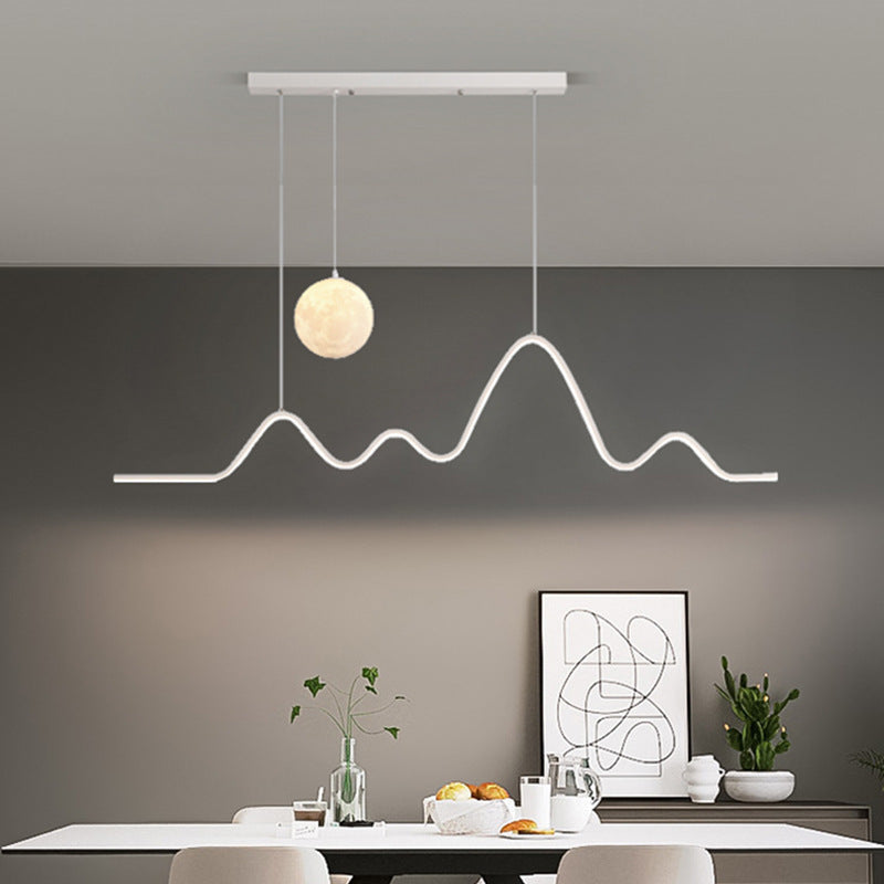 Eye protection restaurant chandelier light luxury dining room dining table bar lighting atmosphere modern simple moon lamp minimalist long meal