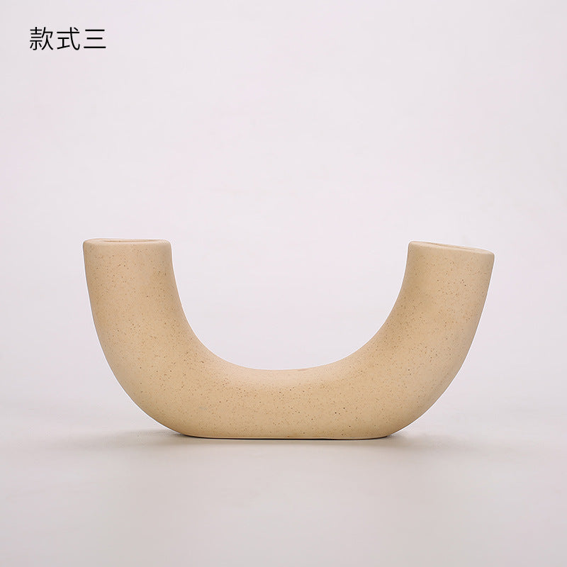 Nordic ins simple creative candle holder candle light dinner ceramic candle holder geometric candle holder decorative props office