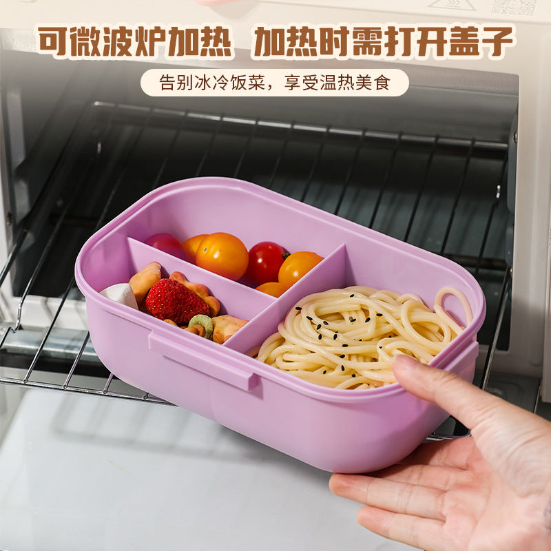 Cartoon grid lunch box, 304 stainless steel bento box, microwaveable, insulated lunch container for students and office workers