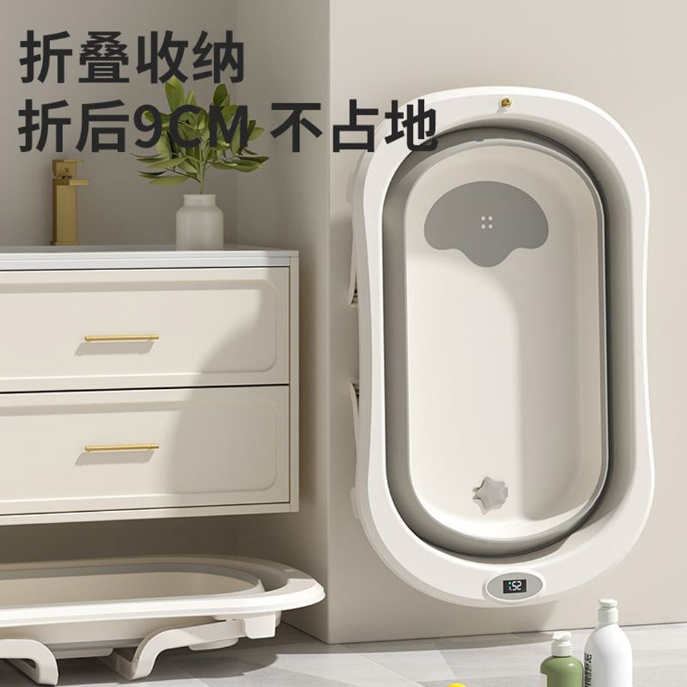 Touchscreen temperature control baby bathtub - foldable infant bathtub for toddlers, sit & lie down bathtub, home bath tub for children, newborn essentials