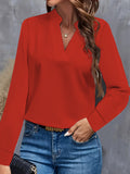 2024 independent station wish amazon hot style autumn casualpure color v neck loose shirt tops women