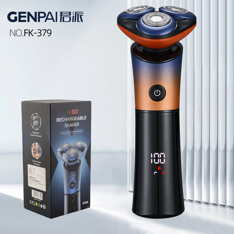 3-in-1 magnetic floating triple-blade electric shaver for men - washable, quick-charge, multi-function razor set