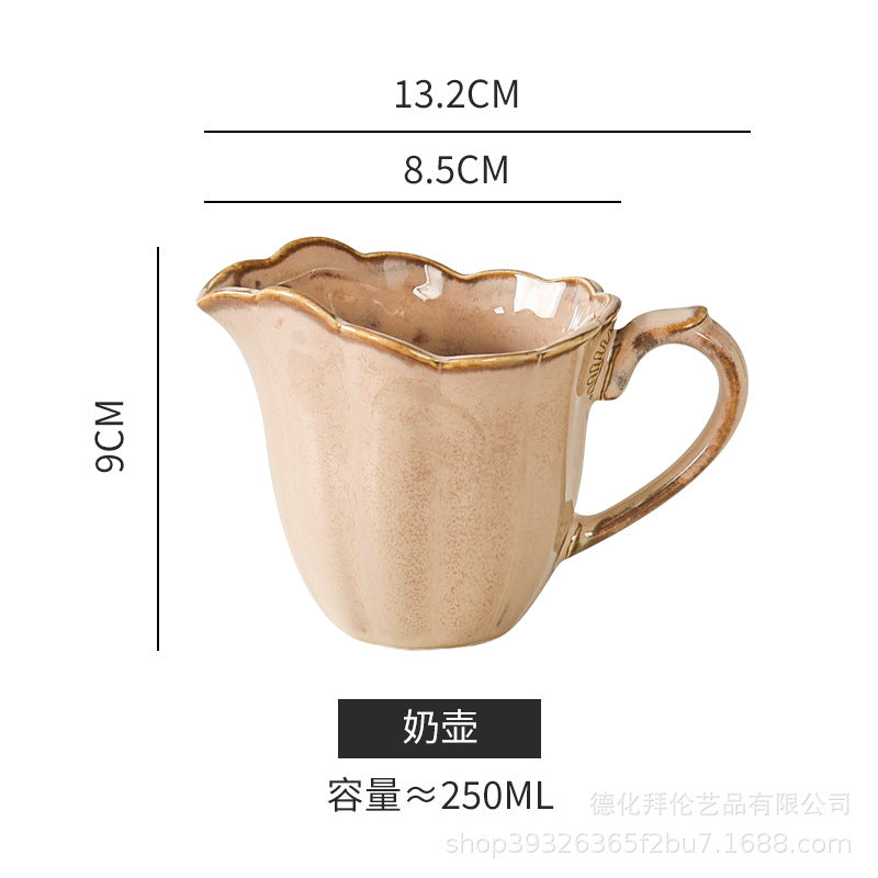 Creative retro western tableware suit restaurant for home italian stylish style grids kiln bowl plates ceramic wholesale