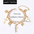 European and american cross-border personalized minimalist alloy cross & heart pendant chain bracelet - light luxury, high-end layering jewelry