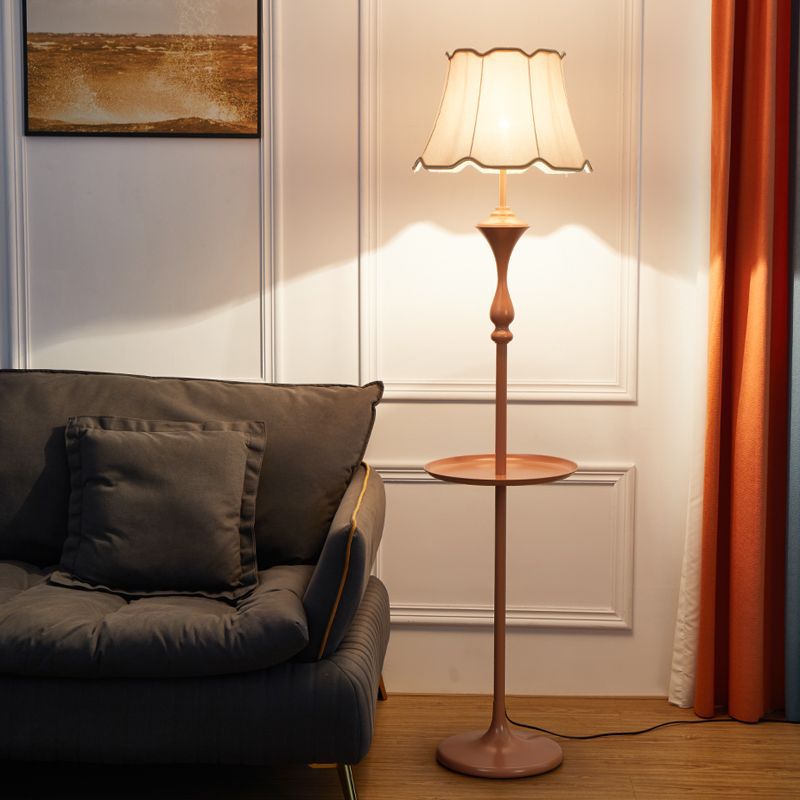 American retro tray floor lamp with coffee table - living room, bedroom - tmall genie voice control, smart remote control, standing table lamp