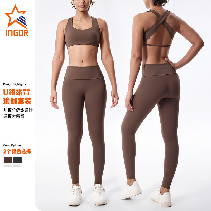 Fashion cross-border backless cross fitness vest with chest pad fashion silm yoga wear outdoor running sportswear for women