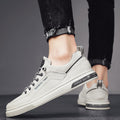 Men's casual leather shoes - spring/autumn 2025 new collection - men's white flat shoes - versatile winter sports white shoes for teens