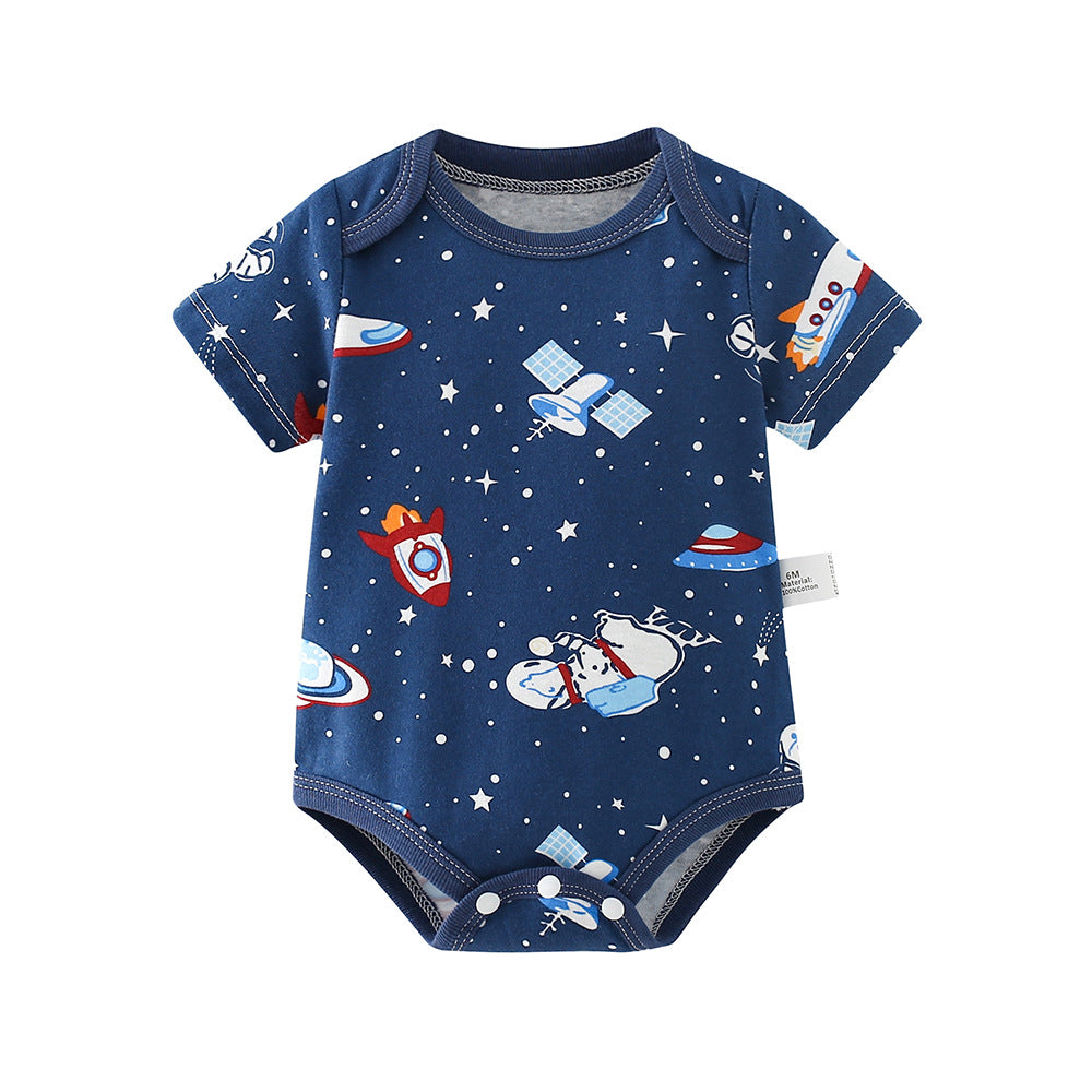Baby romper spring autum triangle crawling short-sleeved male and female baby cotton 0-1 year old jumpsuit girl butt wrap
