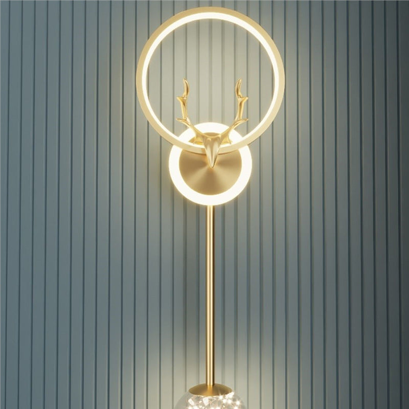 High-end gold black wall lamp bedside lamp decorative background wall starry deer head led new engineering tv wall