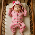 Newborn baby clothes spring collection: newborn girl romper, double-layered full month long-sleeve, spring/autumn outing strawberry crawling suit