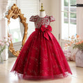 Ready-to-ship girls' formal dresses: vintage-inspired, high-end elegant mesh panel design for piano recitals and flower girls