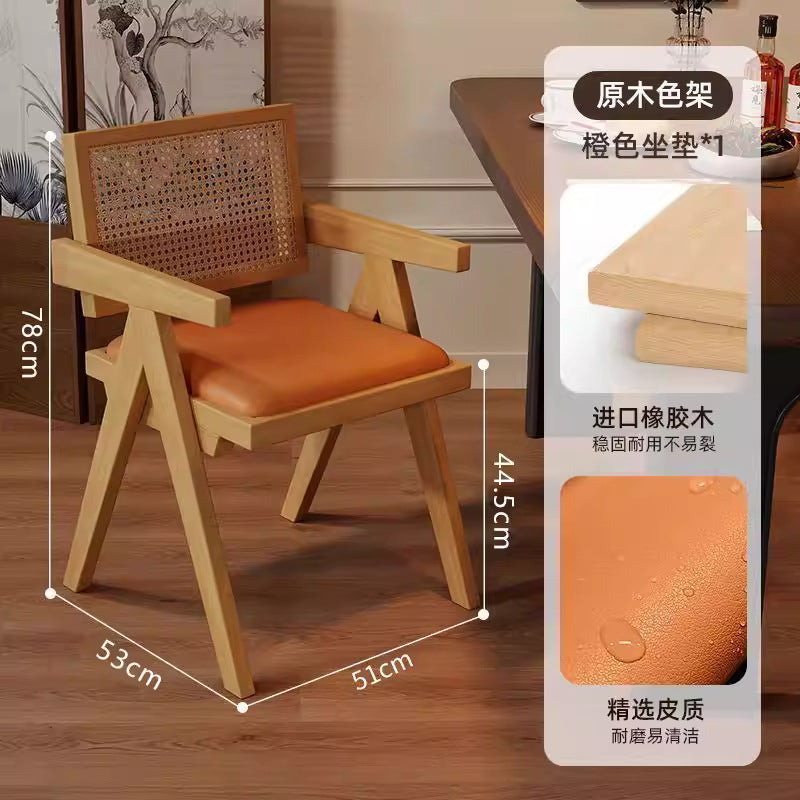 Used wabi-sabi style light luxury solid wood chair chandigarh home chair retro armchair stool high back dining chair