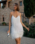 summer new fashion tassel sequin feather patchwork dress -  bestseller, ready to ship for women
