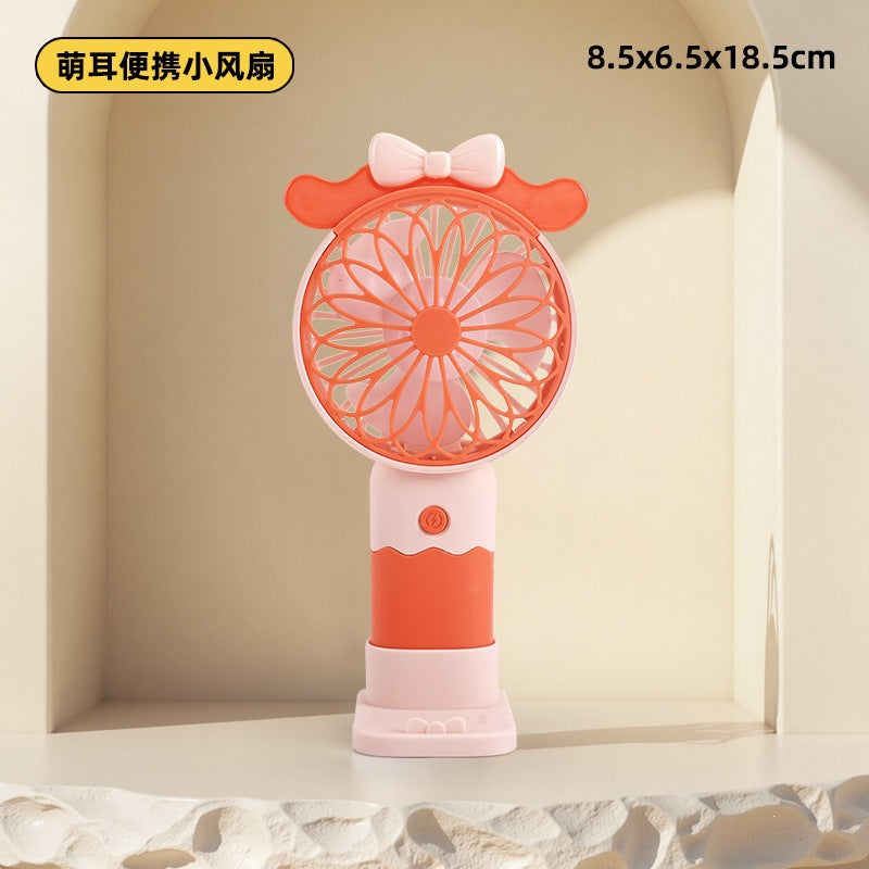 hot-selling handheld mini fan, featuring a cute floral cartoon design. usb powered, desktop mini portable fan, perfect for student gifts and wholesale