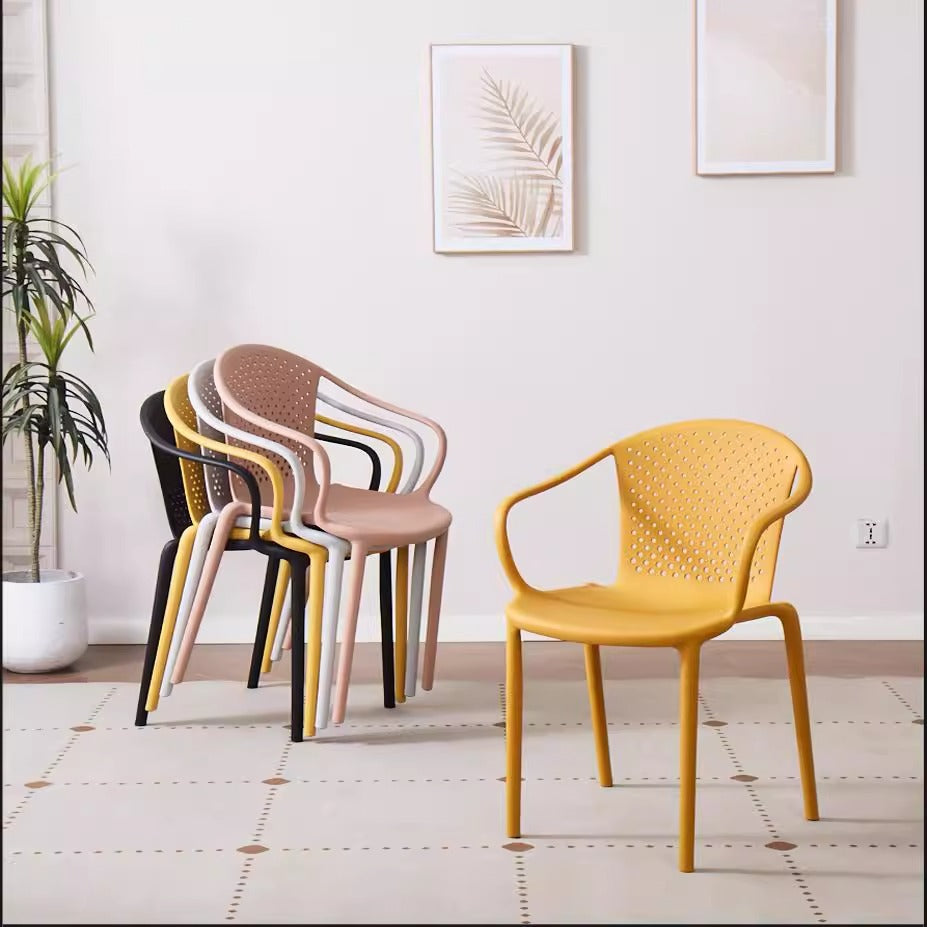 Household casual plastic back chair stackable living room chair outdoor restaurant chair cafe high back scandinavian style